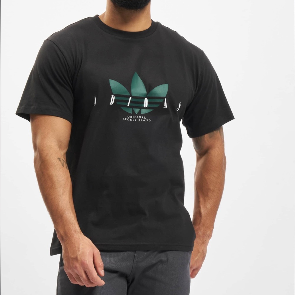 Adidas originals black trefoil script t-shirt